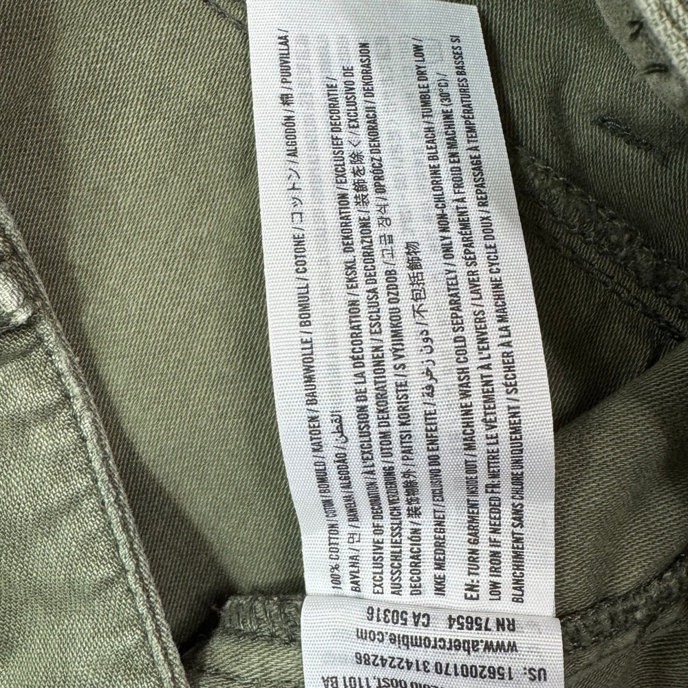 Abercrombie‎ Fitch Ames Slim Boyfriend Cargo Pants Olive Green Size 25 - Picture 5 of 6